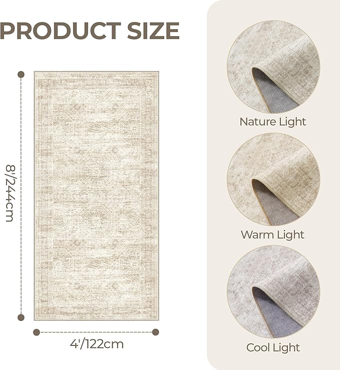 4x8 Rug for Bedroom, Wide Runner Rug for Hallway, Non Slip Washable Runner Rug - Image 2