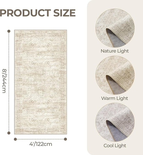 4x8 Rug for Bedroom, Wide Runner Rug for Hallway, Non Slip Washable Runner Rug - Image 2