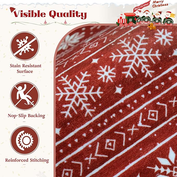 Christmas Rug 8x10 Washable Rugs, Boho Christmas Tree Snowflake Rug Non-Slip - Image 6