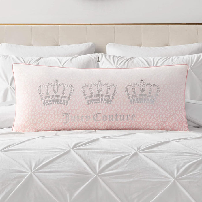 Juicy Couture Royal Crowns 16" x 36" Decorative Pillow, Light Pink Leopard
