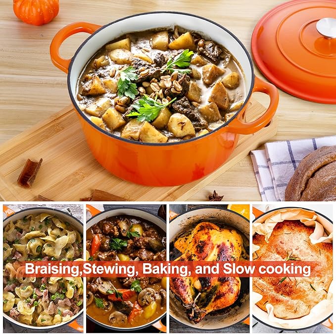 E-far 6 Quart Dutch Oven, Enameled Cast Iron Dutch Oven Pot