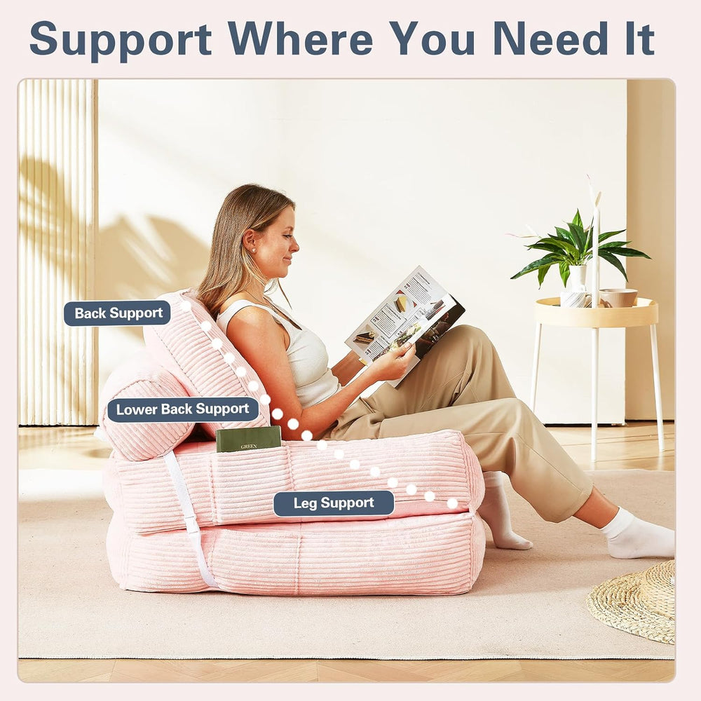 Futon Sofa Bed Chair - Convertible Sleeper Bed for Small Space, No Assembly R...