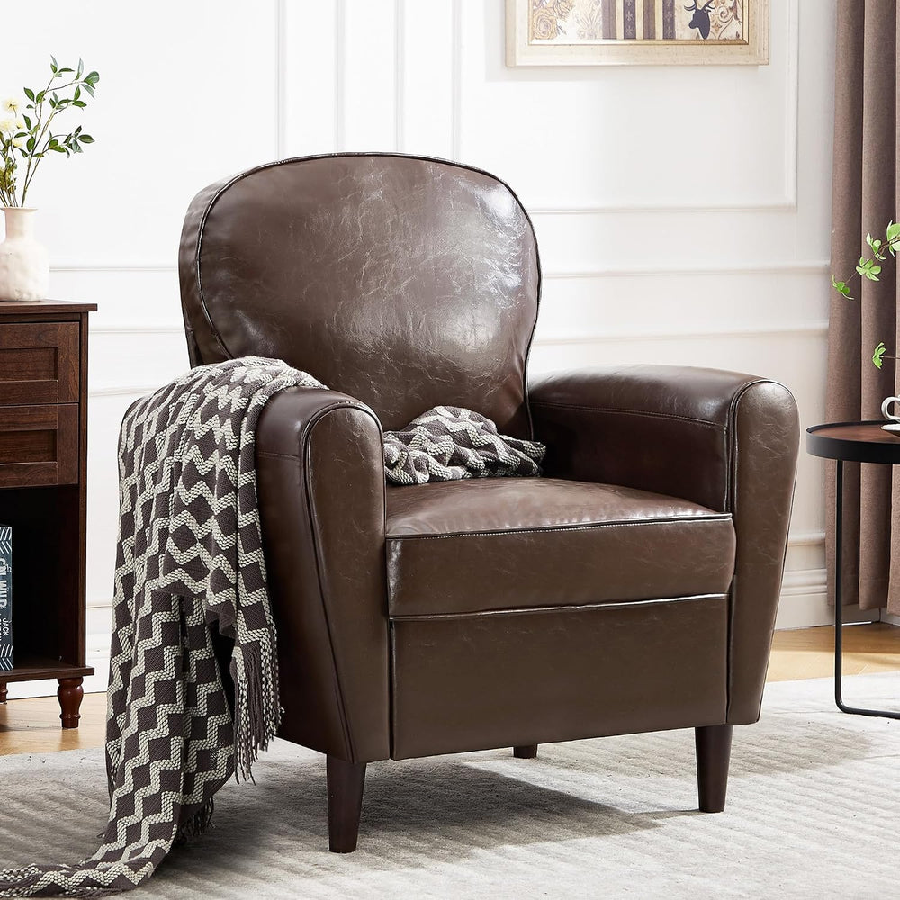 Mid Century Accent Chair Set of 2, Modern Faux Leather Arm Chair, Upholstered...