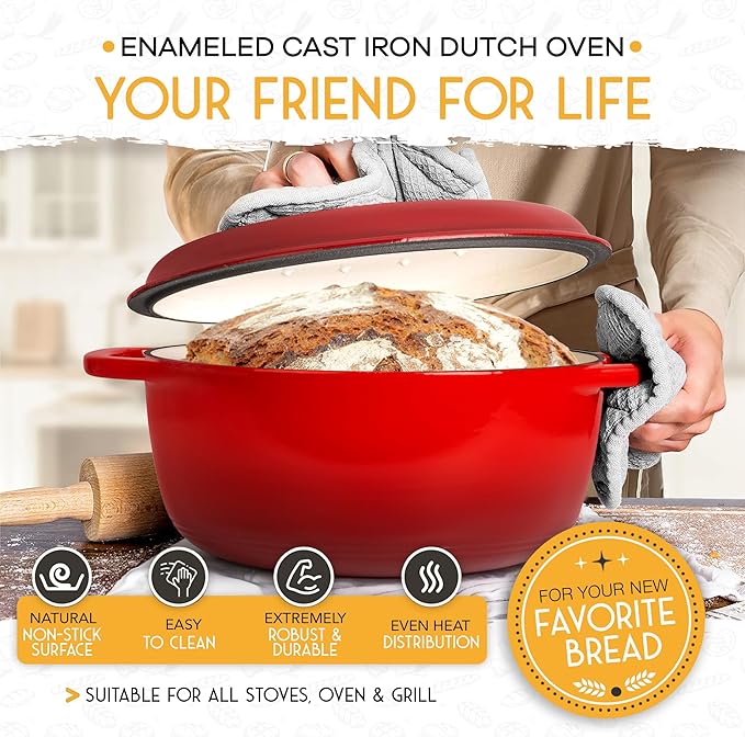 Crovora 6 QT Enameled Cast Iron Dutch Oven