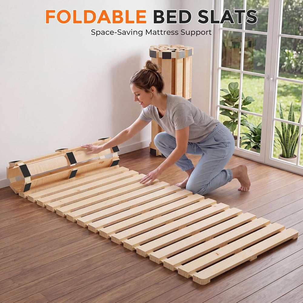 Japanese Bed Frame,Twin Foldable Tatami Floor Bed Frame, Futon Frame