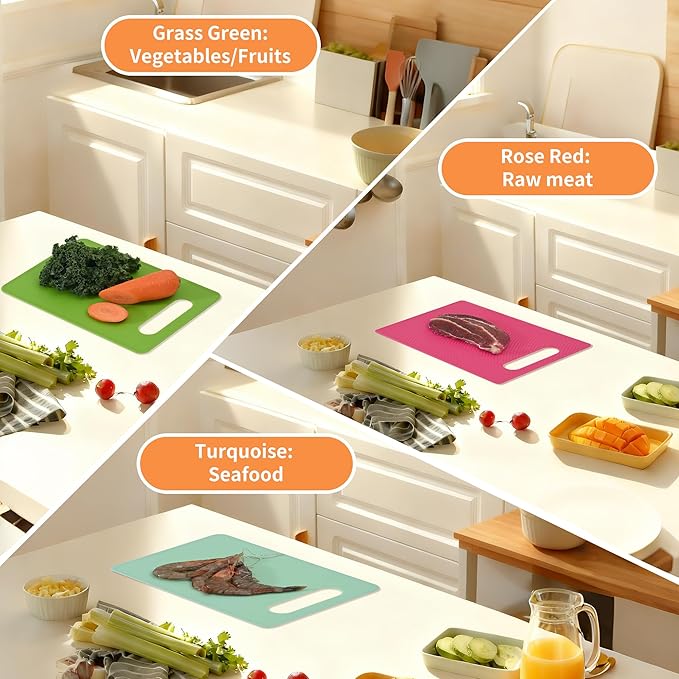 Luckyiren Kitchen Cutting Board Set of 6, Plastic Cutting Boards - Image 6