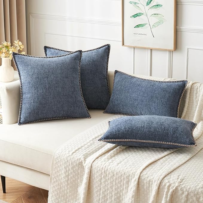 MIULEE Pack of 2 Couch Throw Pillow Covers 18x18 Inch Dark Grey Blue Farmhouse - Image 5