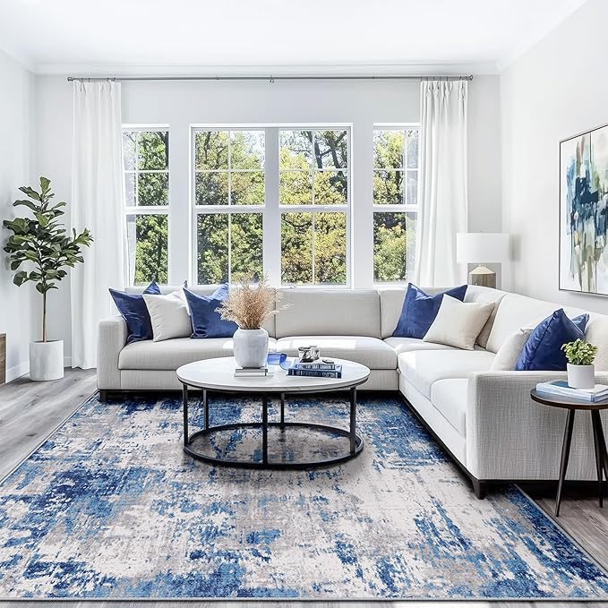 Washable Area Rugs 10'x14' Non-Slip Modern Abstract Soft - Image 6