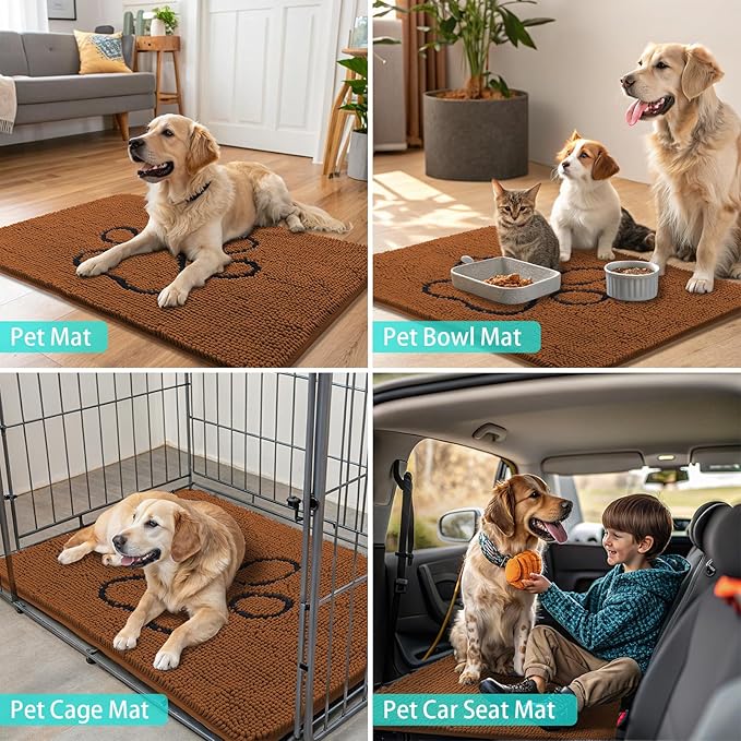 Smiry Dog Door Mat for Muddy Paws, Absorbent Dirt Trapper Non Slip Quick Dry - Image 8