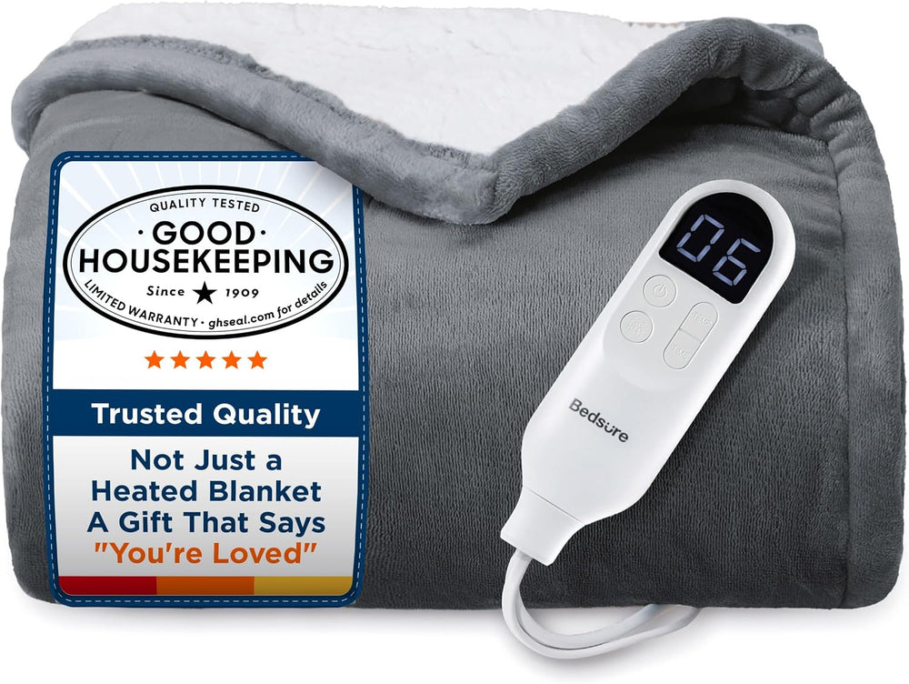 Bedsure Heated Blanket Throw Blanket with Preheat Function - Fast Heating Ele...