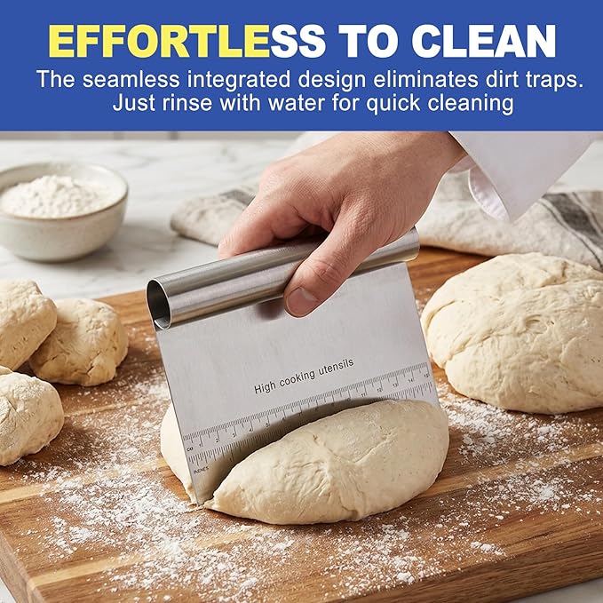 2 Pack Stainless Steel Dough Scraper & Dough Cutter, Pastry Knife & Dough - Image 5