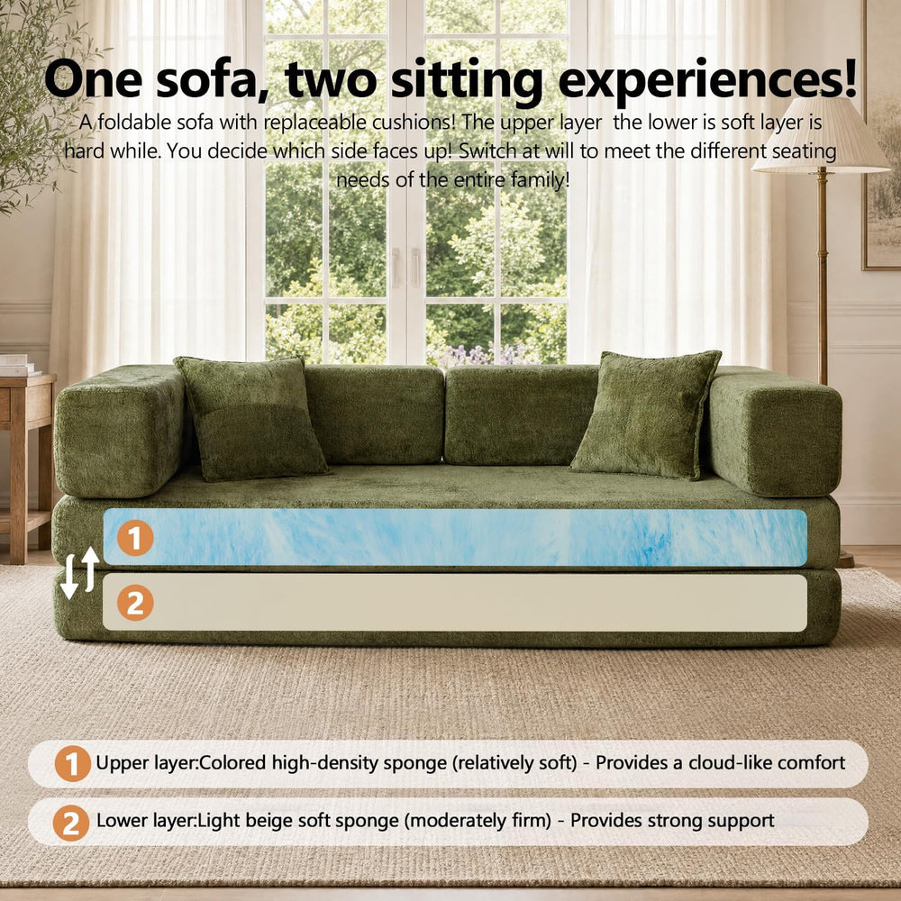 79" Boneless Couch for Living Room, Futon Sleeper Sofa Bed