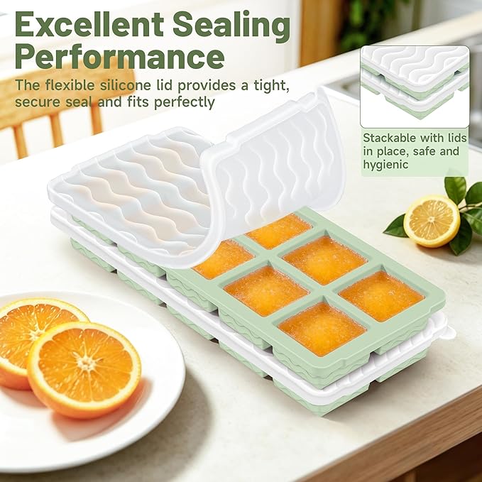 Aopigavi 2-Pack Ice Cube Trays, 10 Cubes 2 Tbsp. Silicone Freezer Molds - Image 4