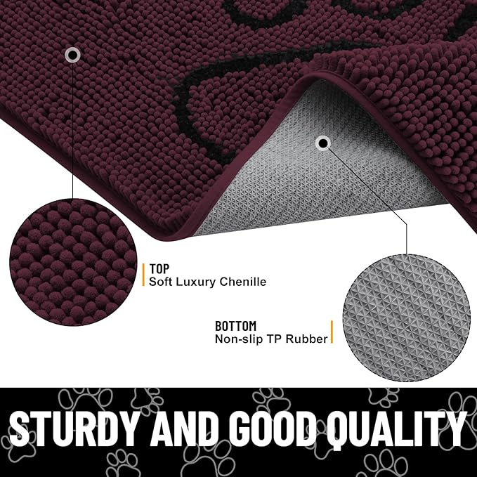 Smiry Dog Door Mat for Muddy Paws, Absorbent Dirt Trapper Non Slip Quick Dry - Image 4