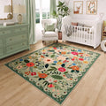 Rugcomf Bedroom Rug 3x5 Rug Washable Area Rug Non Slip Low Pile Boho Floral by Rugcomf