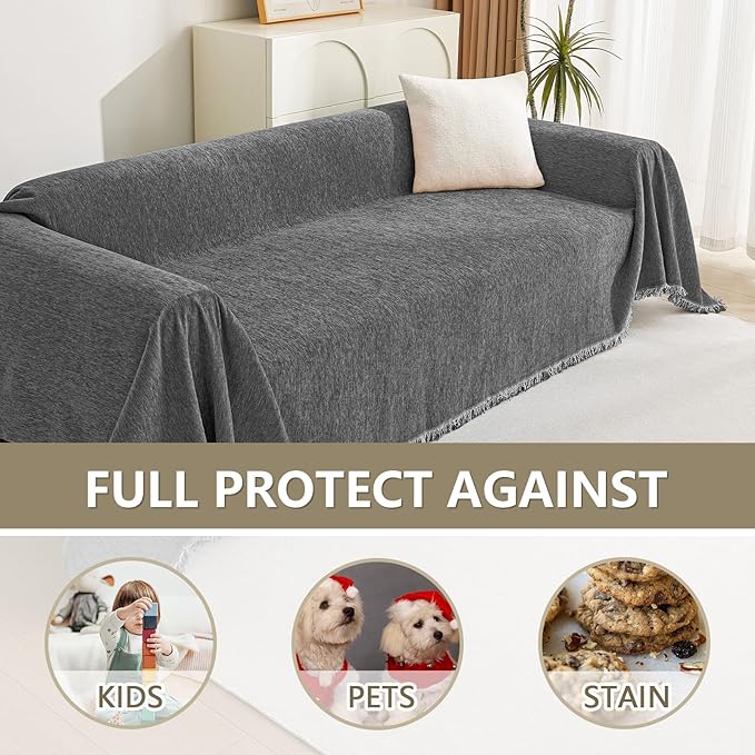 MYSKY HOME Loveseat Cover Charcoal Gray Couch Cover Sectional Couch Covers - Image 3