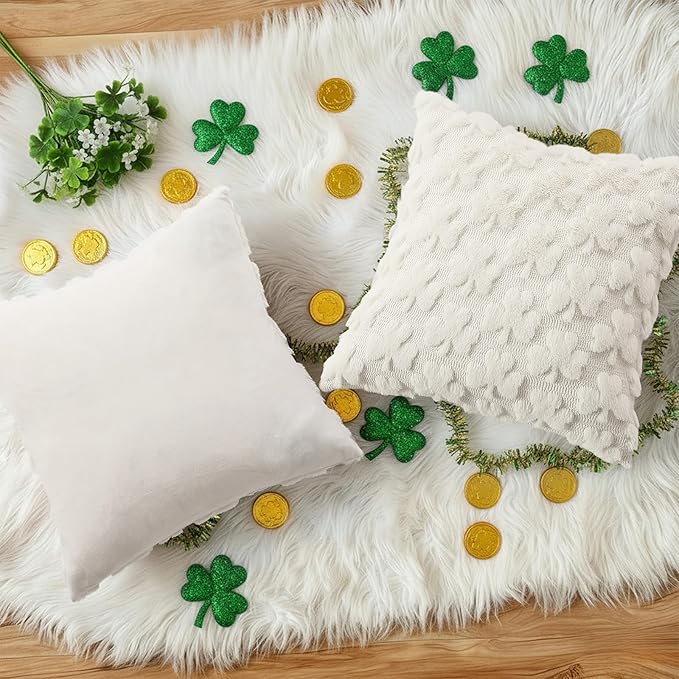 decorUhome St. Patrick’s Day Shamrock Pillow Covers 20x20 Inch Set of 2 - Image 8