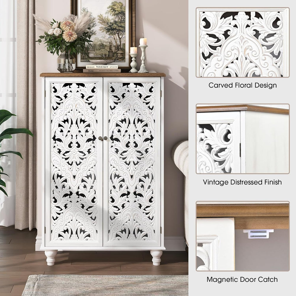 JOINICE 47" Tall Accent Cabinet with Doors & Storage for Living Room...