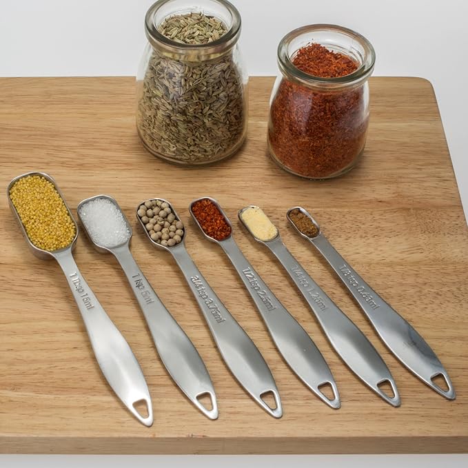 Accurate 18/8 Stainless Steel Measuring Spoons, Heavy Duty Good Handle Set of 6 - Image 5