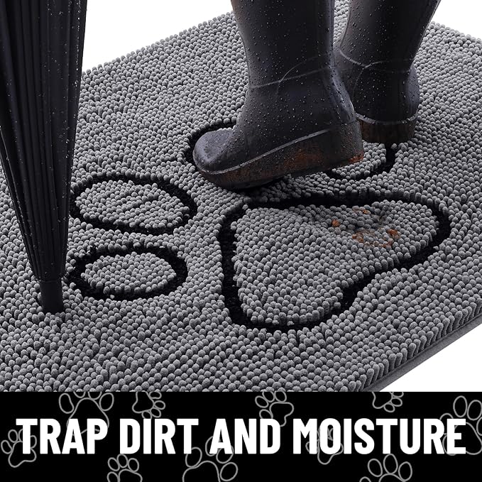 Smiry Dog Door Mat for Muddy Paws, Absorbent Dirt Trapper Non Slip Quick Dry - Image 2