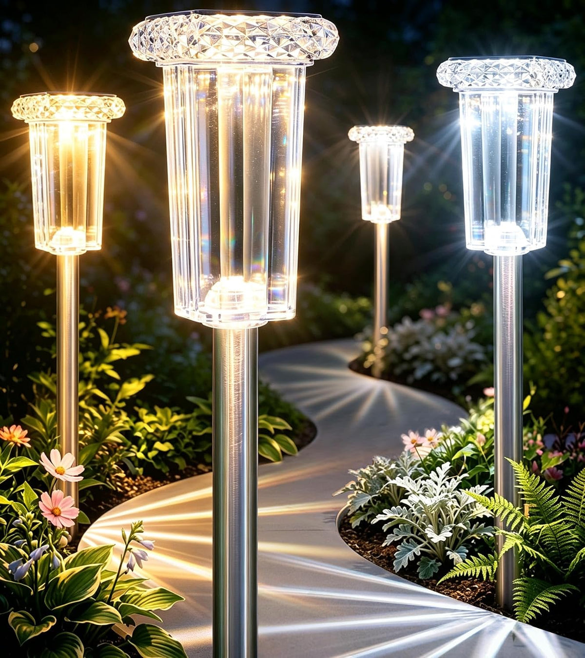 DenicMic Pathway Solar Lights Outdoor Waterproof 8 Pack Halloween Decor