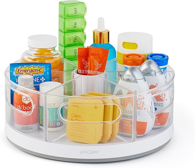 YouCopia Crazy Susan Lazy Susan Organizer, 6 BPA-Free Removable Clear Bins by YouCopia