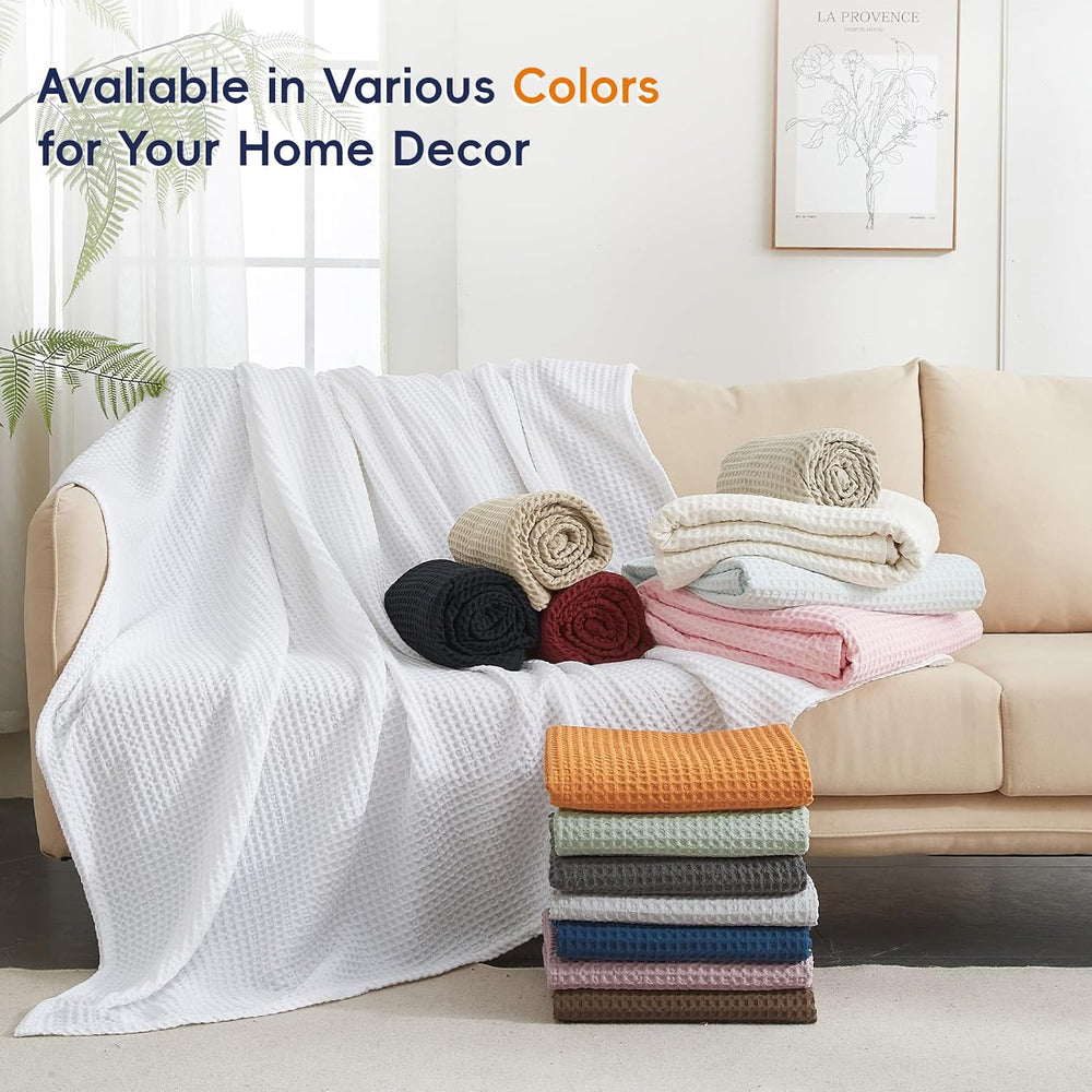 PHF Ultra Soft Waffle Weave Blanket for Bed, King Size, 104"* 90" C...