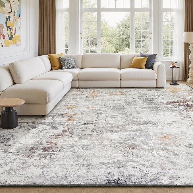 Rugflix 8x10 Area Rugs for Living Room, Washable Large Rug Stain-Resistant Low by RugflixAreaRugs