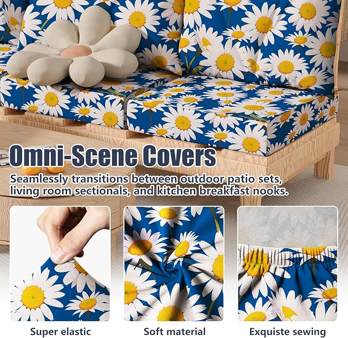 8Pcs Stretch Patio Cushion Covers, Outdoor Couch & Sofa Replacement Slipcovers - Image 4