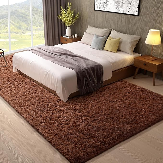 Ophanie 8x10 Brown Area Rugs for Living Room, Large Shag Bedroom Carpet - Image 3
