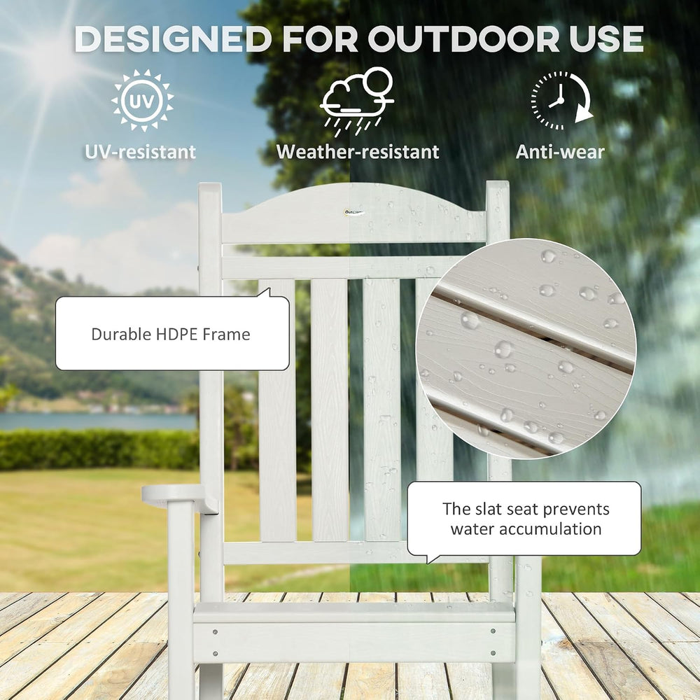 Outsunny Outdoor Rocking Chair, All Weather-Resistant, 350lbs,