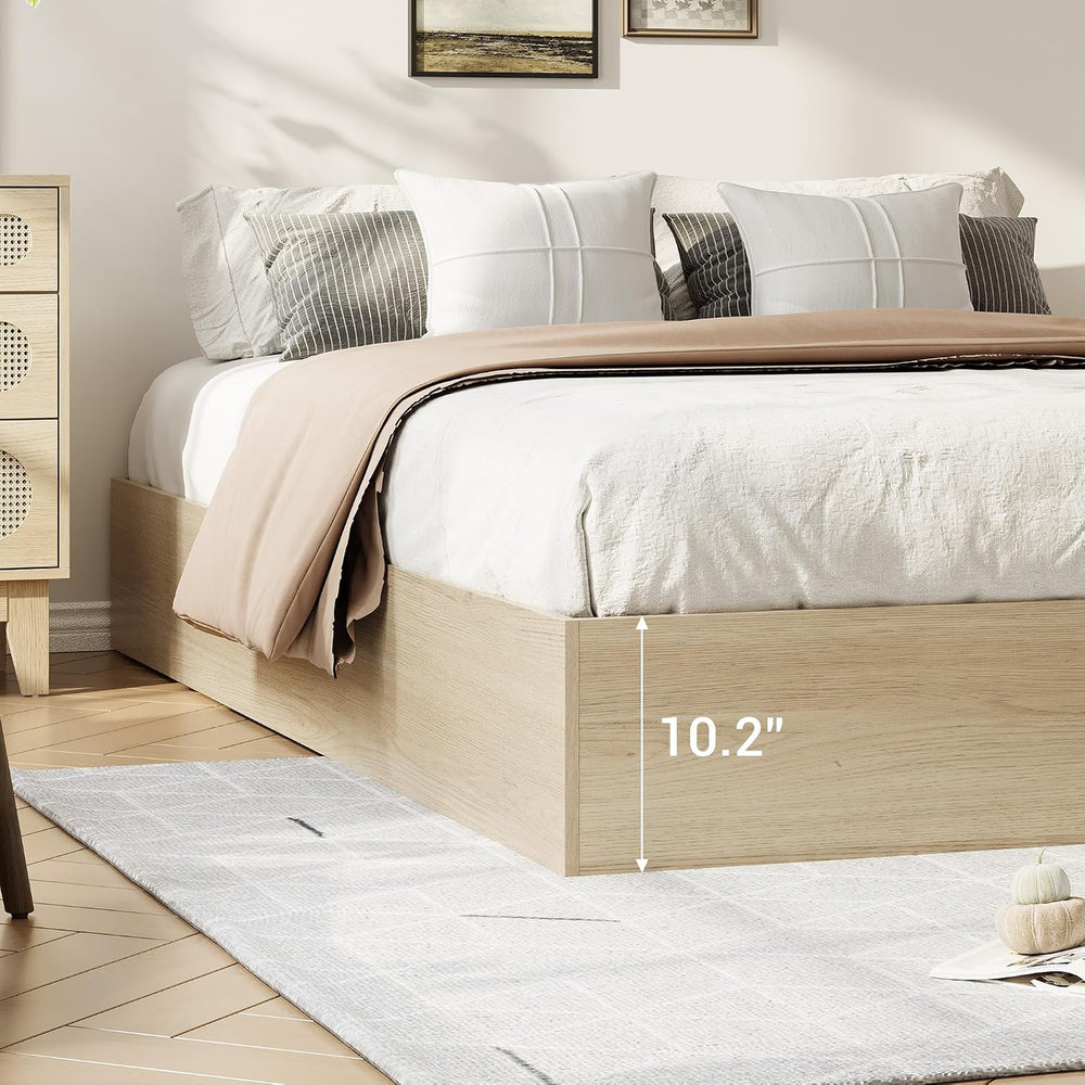 IDEALHOUSE Full Bed Frame with 2 Storage Drawers,Wooden Floor Bed Frame