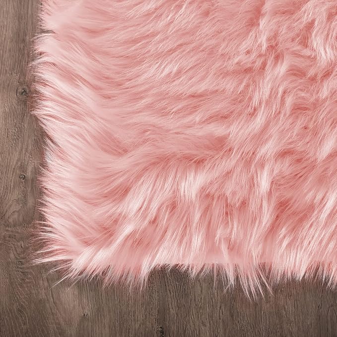 Latepis Pink Fur 5x8 Area Rug for Living Room Bedroom Faux Sheepskin Rugs Fuzzy - Image 5