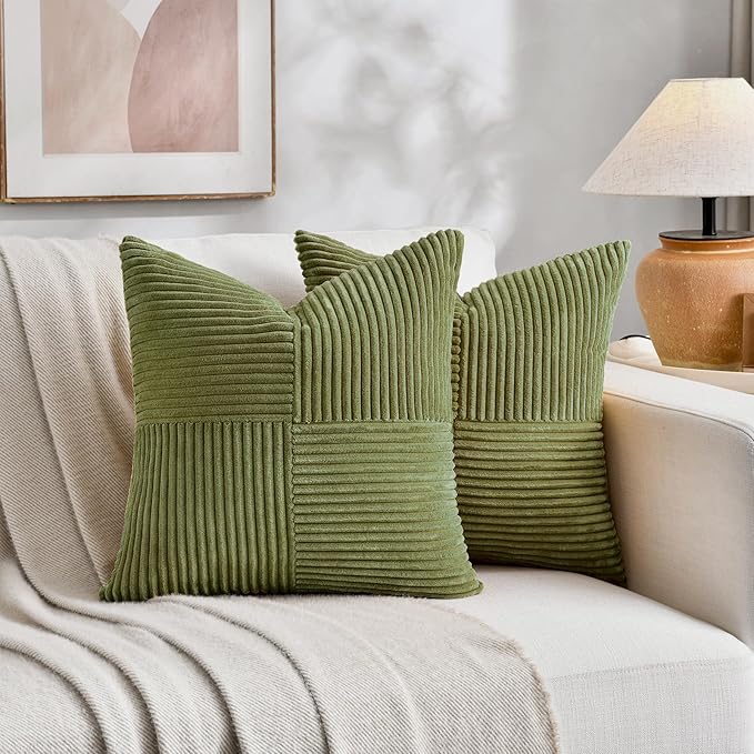 Fancy Homi 2 Packs Moss Green Decorative Throw Pillow Covers 16x16 Inch - Image 5
