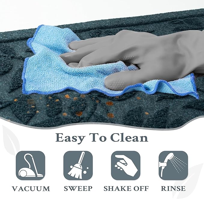 Blue Leaves Outdoor Indoor Entrance Doormats, Absorbent Durable Heavy Duty - Image 8