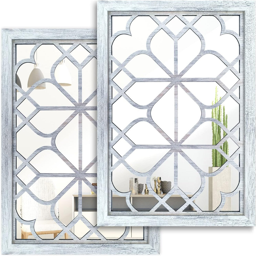 Wocred Set of 2 Rectangular Wall Mirror,Gorgeous Rustic Farmhouse Accent Mirr...