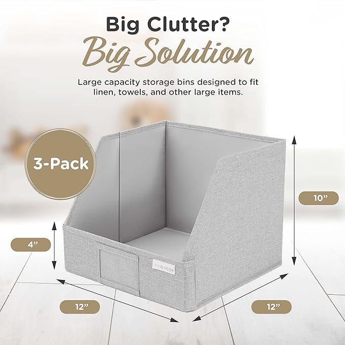 VIVIDECOR Open Front Trapezoid Closet Bins 12x12x10 – Easy Access Shelf - Image 4