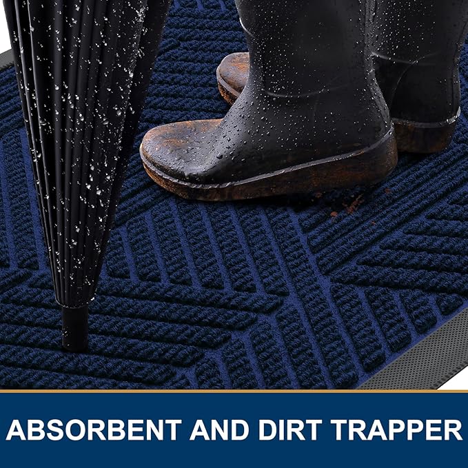 Smiry Front Door Mat Outside Entrance, Heavy Duty Sturdy Natural Rubber Doormat - Image 3