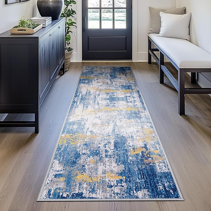 Washable Area Rugs 2'x6' Non-Slip Modern Abstract Soft - Image 3