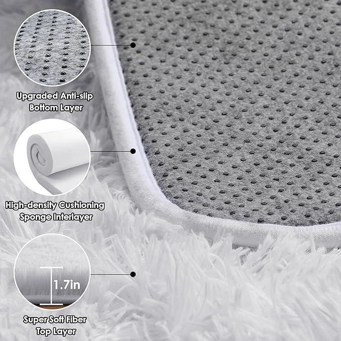 ONASAR White 6x9 Area Rugs for Living Room Bedroom, Large Fluffy Bedside Throw - Image 3