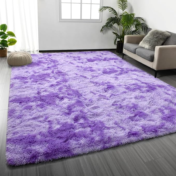 Deerhoo Large Shag Area Rugs 8 x 10, Tie-Dyed Plush Fuzzy Rugs by Deerhoo