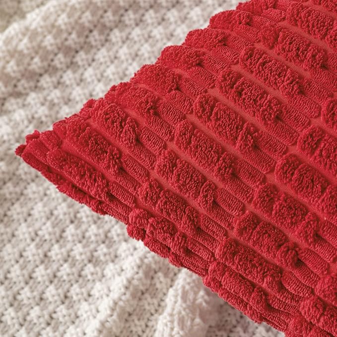 MIULEE Pack of 2 Red Corduroy Decorative Pillow Covers 18x18 Inch Soft Boho - Image 2