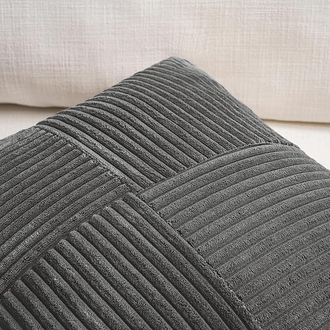 Fancy Homi 2 Packs Dark Gray Lumbar Decorative Throw Pillow Covers 16x26 Inch - Image 3