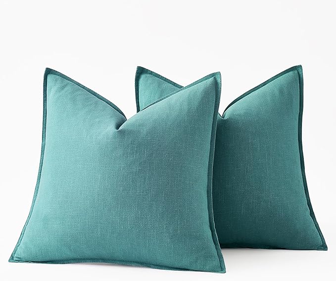 MIULEE Decorative Linen Euro Sham Pillow Covers 24x24 Turquoise ​Boho - Image 6