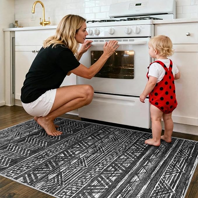 2x4 Washable Entryway Runner Rug: Moroccan Small Area Rug Soft Non Slip Door Mat - Image 2