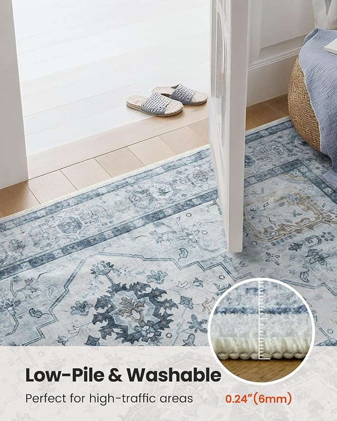 AMADA HOMEFURNISHING 8x10 Area Rug, Washable Low-Profile Large Area Rug - Image 8