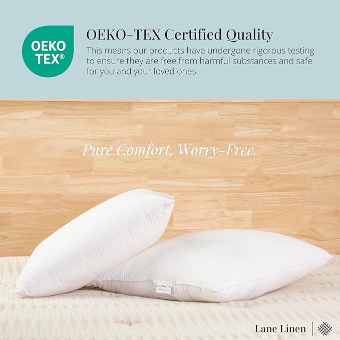 LANE LINEN 26x26 White Throw Pillow Inserts – Pack of 2 White, Fluffy - Image 5