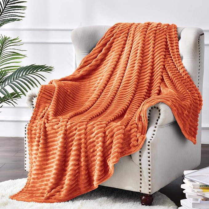 BEDELITE Fleece Blanket Twin Size – 3D Ribbed Jacquard Soft and Warm Decorative - Image 8