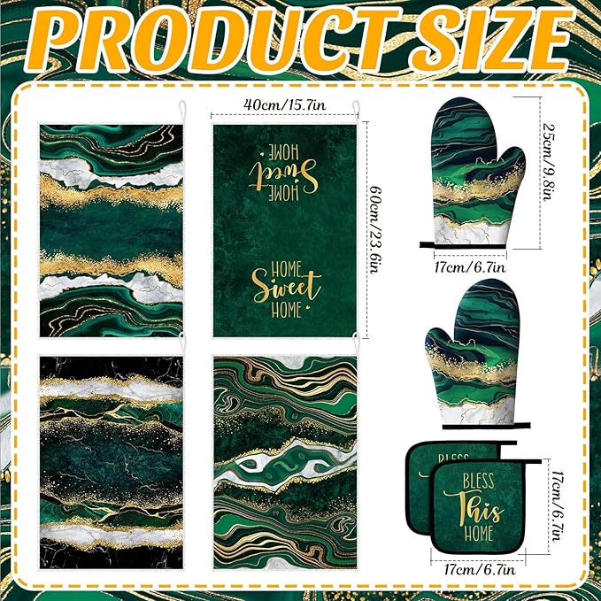 Leinuosen 8 Pcs Kitchen Towels and Dishcloths Sets Oven Mitts and Pot Holders - Image 3