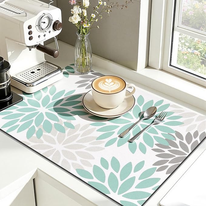 Findosom Floral Dish Drying Mat, Cuttable Drying Mat - Image 6